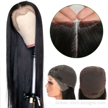 High Quality Human Hair T Part Lace Front Wig Pre Plucked Straight Lace Frontal Wig 150 180 Density Hot Selling Discount Price